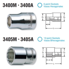 Đầu khẩu Koken 3/8 inch 3400M