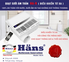 Quạt sưởi âm trần Hans HA-R (có điều khiển từ xa) hàng chính hãng