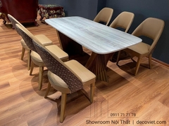 Bàn Ăn Chân Gỗ Mặt Đá Cao Cấp 1172S