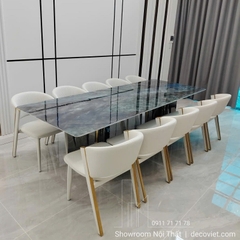 Bàn Ăn Mặt Đá Cẩm Thạch 10 Ghế 2812S đẹp, sang trọng