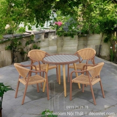 Bàn Ghế Sân Vườn Giả Gỗ 4 Người 2089T