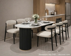 Bộ Bàn Ăn 6 Ghế Mặt Đá 2868S đẹp sang trọng cho chung cư và nhà phố hiện đại