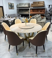 Bộ Bàn Ăn Tròn 6 Ghế Mặt Đá 2807S