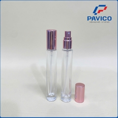 Chai thủy tinh trong 10ml - nắp xịt nhôm mạ bạc