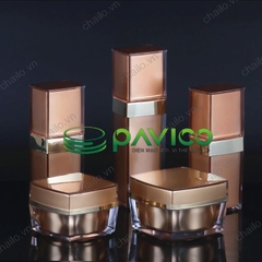 Bộ vỏ chai lọ đựng kem mỹ phẩm màu nâu bóng