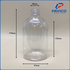 BE500-Chai pet thân dẹt 500ml-28mm