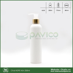 Chai nhựa HDPE tròn 250ml nắp bơm kem mỏ vịt