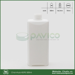 Chai nhựa HDPE vuông 500ml đựng dầu gội sữa tắm