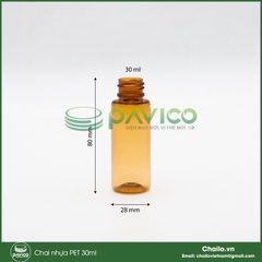 Vỏ chai nhựa PET nâu trong 30ml