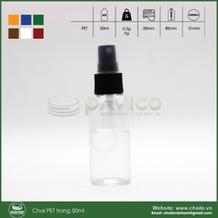 Chai nhựa pet trong 50ml cổ chai 20mm