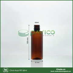 Chai nhựa pet nâu đỏ 60ml