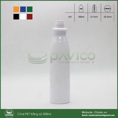 Chai pet trắng sứ 300ml đựng dầu gội nắp bơm kem