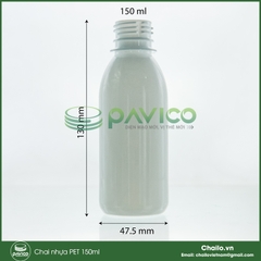 Vỏ chai nhựa trắng sứ 150ml 47x130mm