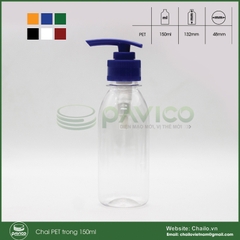 Vỏ chai nhựa pet 150ml nắp bơm kem mỹ phẩm