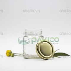 Hũ  thủy tinh vuông nắp thiếc 250ml