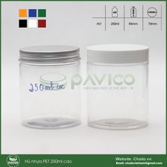 Hũ pet trong 250ml cao nắp nhôm bạc
