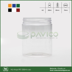 Hũ pet trong 250ml cao nắp nhôm bạc