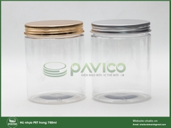 Hũ nhựa PET trong trắng sứ 750ml nắp vặn
