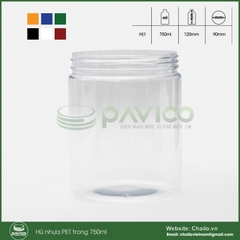 Hũ nhựa PET trong trắng sứ 750ml nắp vặn