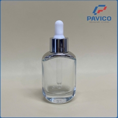 Bộ chai serum dẹt bạc-30ml-20mm