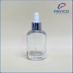 Bộ chai serum dẹt bạc-30ml-20mm