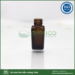 Vỏ chai lọ đựng tinh dầu vuông nâu 15ml