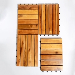 Vỉ gỗ tự nhiên ốp sàn ban công màu gỗ loại 6 nan có phủ PU chống xỉn màu