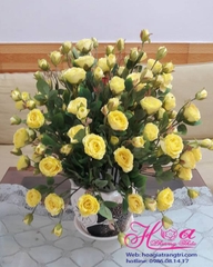 Bình hoa hồng vàng - Hoa giả HCB196