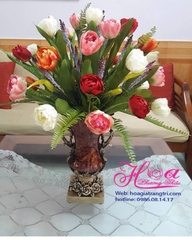 Bình hoa hoa tulip - Hoa giả HCB182