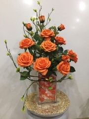 Hoa hồng cam - Hoa lụa HCB207