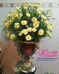 Bình hoa cẩm chướng - hoa lụa HCB177