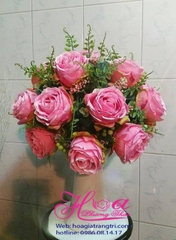 Bình hoa hồng -  hoa lụa HCB192