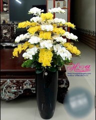 Hoa giả-Bình hoa lan vàng trắng