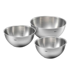Set 3 âu trộn Fissler Đức có chia vạch, thép cao cấp MT28