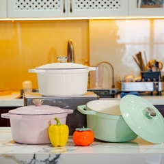 Nồi gang tráng men cao cấp Ciwete -Pastel sz 24cm