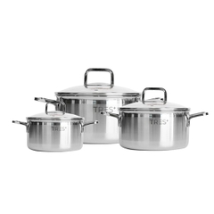 Bộ nồi inox cao cấp 3 lớp đáy liền Happy Cook Tres+  HCS-TRP6PC