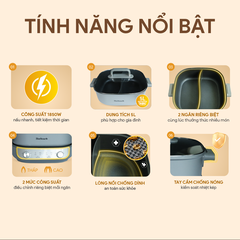 Nồi lẩu điện 2 ngăn đa năng Bluestone 5L MPB7257