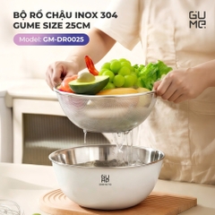 Bộ rổ chậu inox 304 Gume DR0025 25cm