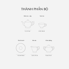 Bộ trà 1.3L đài các trang trí hoa vàng