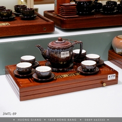 Bộ ấm chén đại cẩm thạch lòng trắng