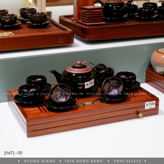 Bộ ấm chén tống nâu mật lòng hoa