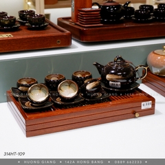 Bộ ấm chén quả hồng xước vàng kim