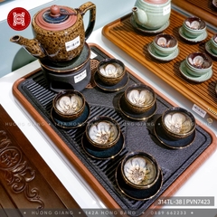 Bộ ấm chén Đại mã não vẽ vàng