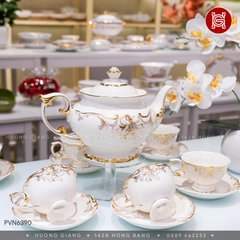 Bộ trà 0.8L đài các trang trí vàng