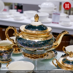 Bộ cà phê xanh lá băng vàng LZ011