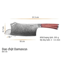 Dao chặt Damascus cán bằng gỗ DK-C18