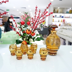 Bộ bình cốc vẽ vàng màu vàng 30767/500/17375/85