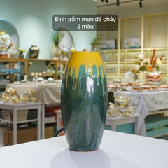 Bình gốm men đá chảy 2 màu