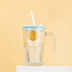 Cốc thuỷ tinh có ống hút 530ml