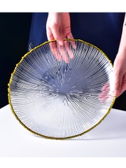 Đĩa thuỷ tinh 25cm 6026 viền vàng